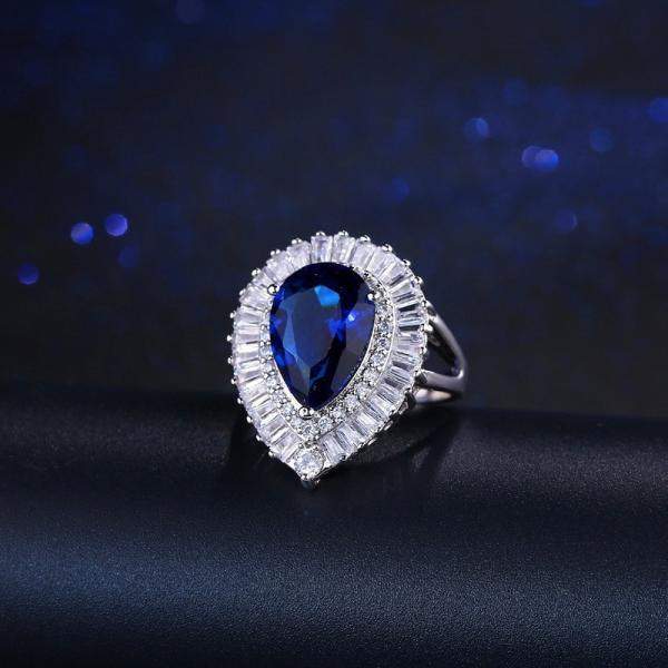 925 Sterling Silver Female Ring Waterdrop AAAA Cubic Zirconia Ring High-end Butterfly Ring Jewelry Wedding Bridal Ring