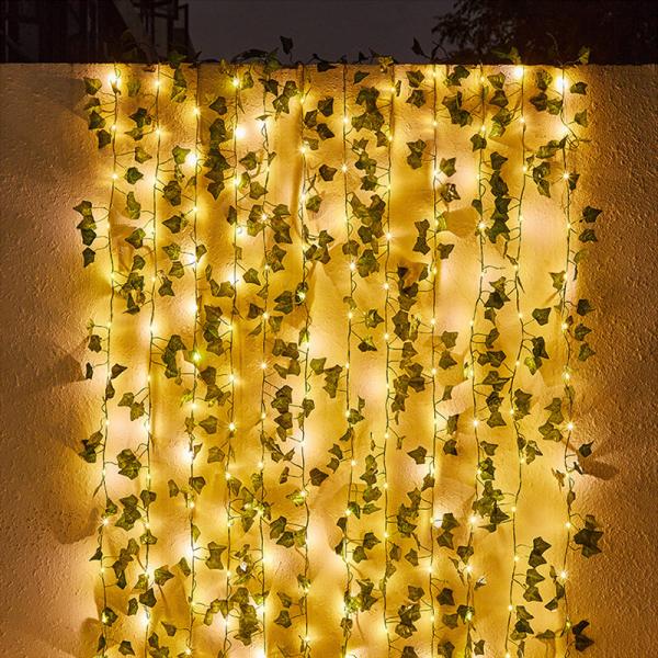 LED Solar Leaf Garland Light Outdoor Waterproof Fairy String Lights Wedding Party Christmas Garden Living Room Decor