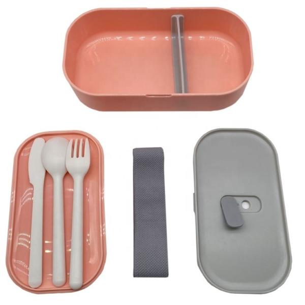 Sample Free Sample Food Grade Microwave Safe Plastic Bento Lunch Box with Cutlery 226g