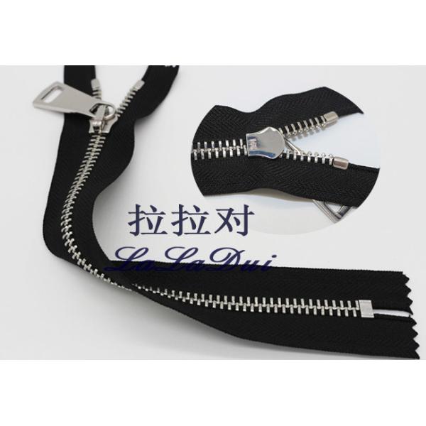 High End Garment Open Ended Zips  , 25 Inch Metal Zips For Bags Cotton / 100% Polyester Tape