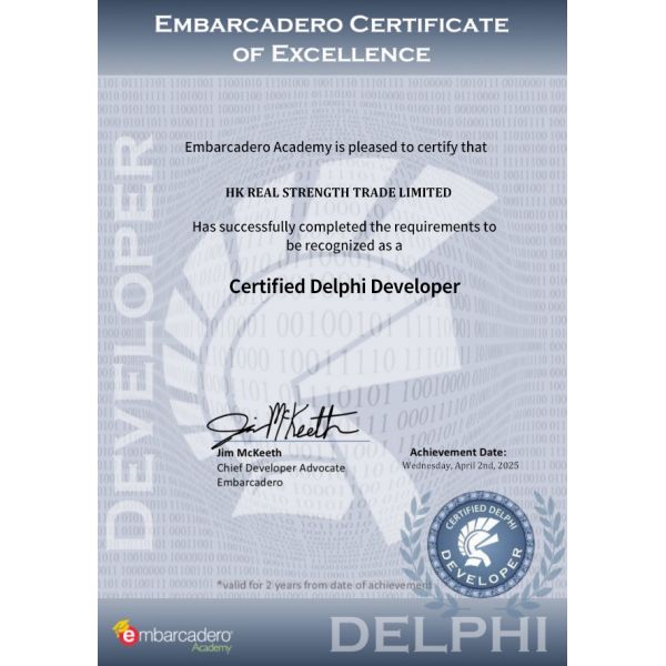 HK REAL STRENGTH TRADE LIMITED Certifications