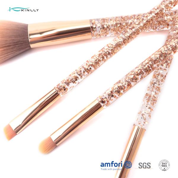 O presente de Rose Gold Ferrule Makeup Brush do brilho ajustou 5pcs para a sombra do lápis de olho