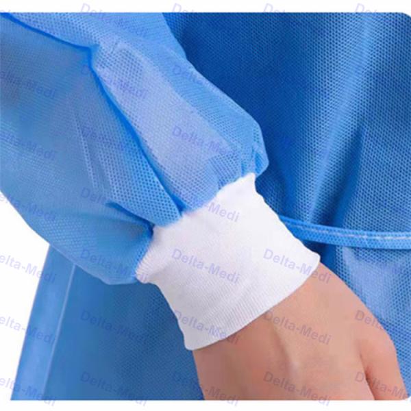Anti Virus Visitor Disposable Surgical Gown Waterproof Hospital Suit Knit Cuff