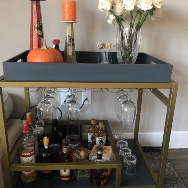 Brass Wine Drink Bar Cart Restaurant Serving Trolley Customized