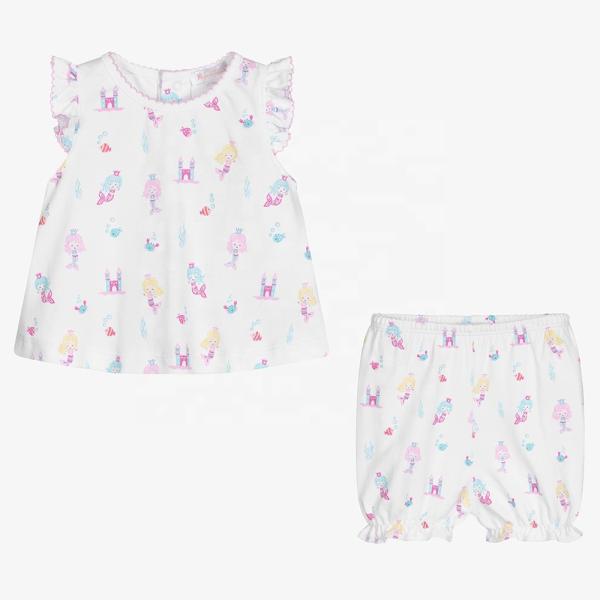 Summer Baby Girls Clothing Sets Customized Printing Color Pattern Organic Cotton Baby Clothing Baby Girls Clothing Sets