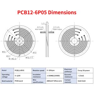 Miniatura de 12,7 mm Apertura Pancake anillo de deslizamiento de PCB espesor de 6 mm Multi canal