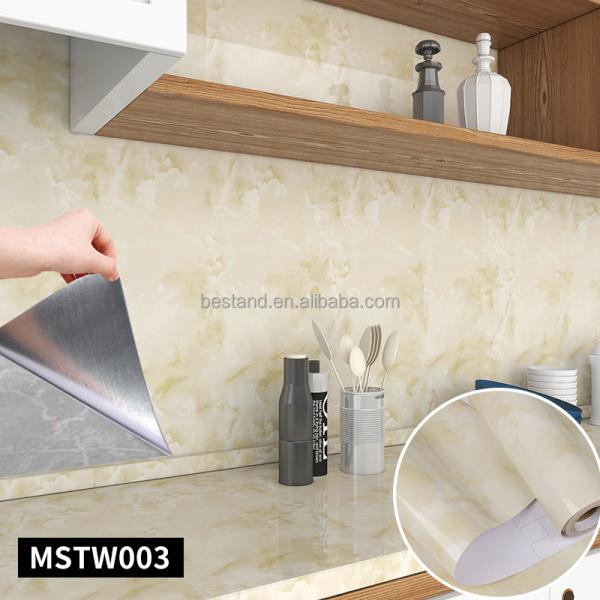 Glossy Grey Marble Effect Wallpaper 60cm Removable Wallpaper Marble Look