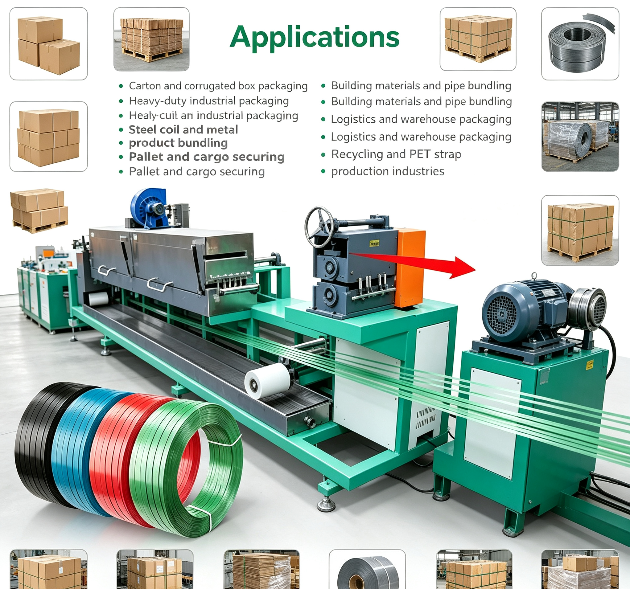 High Speed Extrusion PET Strap Production Line with 650kg/h Output and ISO 9001 Certification