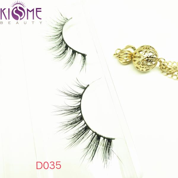 Cruelty Free Fashion Natural Mink Eyelashes Black  Band 0.01~0.15 Mm Thickness D035