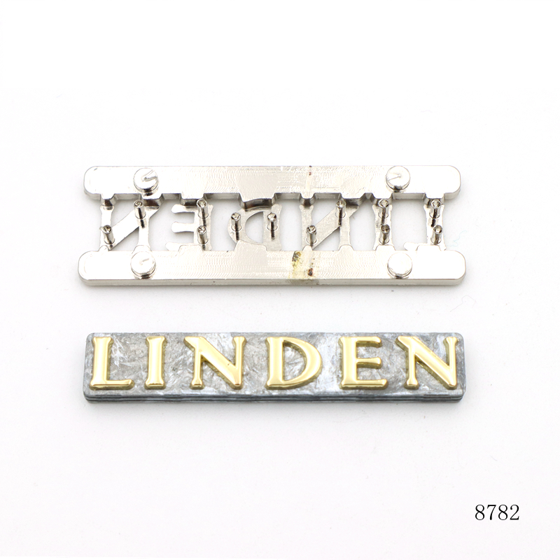 Gold & Silver Plating Luxury Bag Metal Logo Custom Metal Letter Logo Plate for Handbag