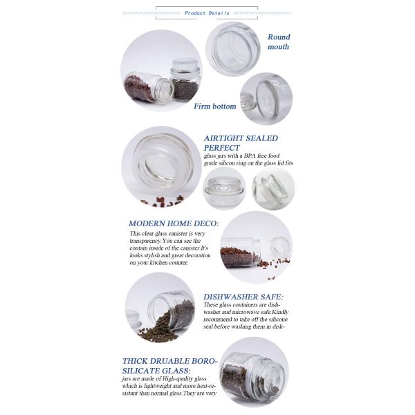 Хранилище продуктов питания прямое круглое прозрачное стекло кофе Кофейные бобы банка с глубокой крышкой