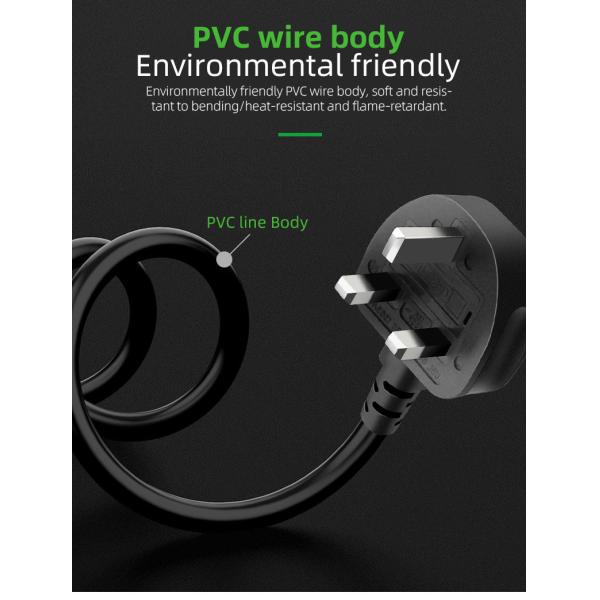 Custom 3 Pin UK Power Cord Cable Laptop Electric Plug 3x0.75mm2