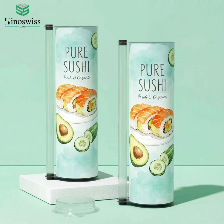 Push Up Sushi Paper Tube Packaging Food Grade Cylinder Can with Chopstick Holder