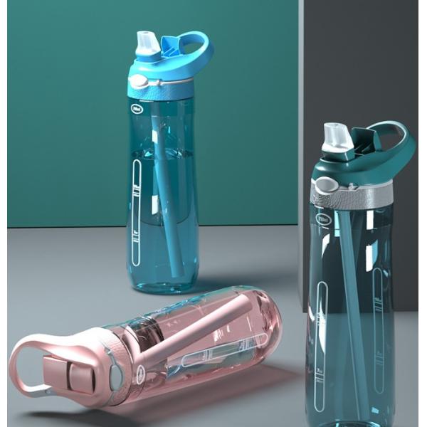 183g Straw Type BPA-free Plastic Tritan Water Bottle 750 ml for Fitness Protein Shake