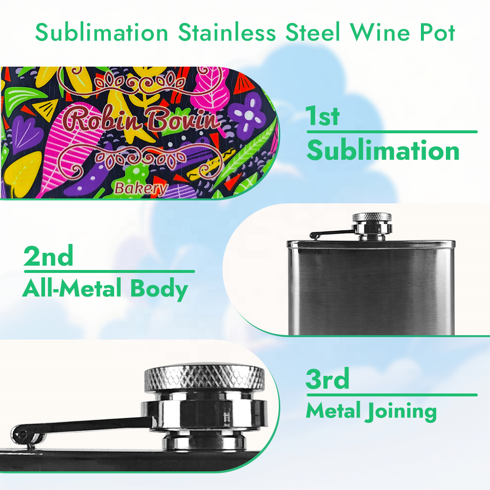 6oz 7oz 8oz Sublimation Hip Flask Custom Logo Men Liquor Hip Flasks PU Leather Stainless Steel Wine Pot Blanks