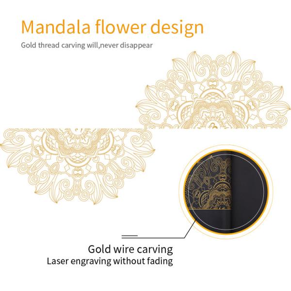 Golden Mandala With Position Line 5mm 68cm Wide PU Rubber Non Slip Yoga Mat For Pilates Fitness