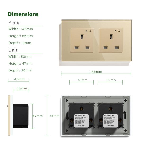 146mm Double UK Wi-Fi Socket