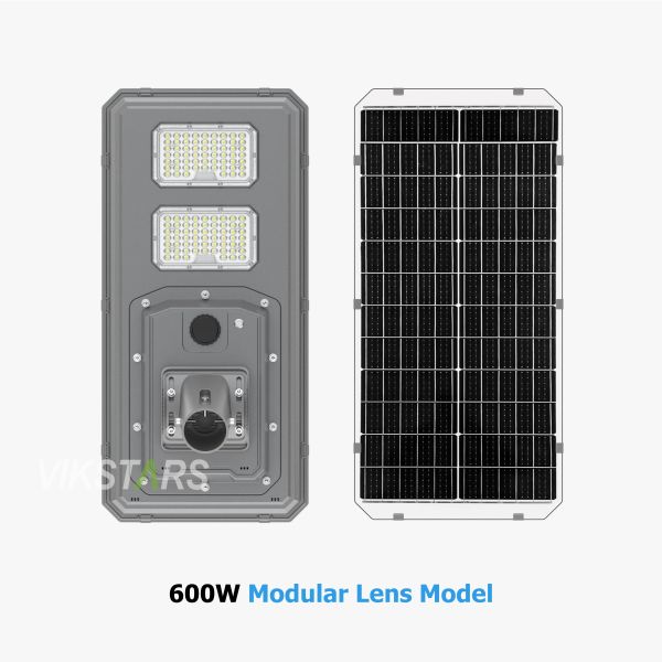 Nouveau lampadaire solaire bidirectionnel IP66 LED Lumière solaire de jardin 600W 900W Tout en un Lampes solaires de paysage