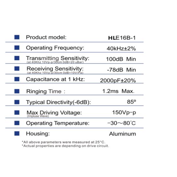Waterproof IP68 40khz Diameter 16mm Ultrasonic Parking Sensor