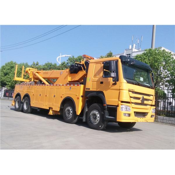 HOWO 12 Wheeler 50 Ton Tow Truck , 360 Degree Rotating Flatbed Tow Truck