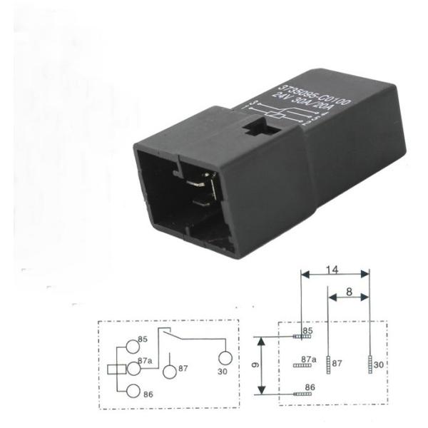 4 cuchillas 20a 24 cubiertas plásticas del negro automotriz de la retransmisión de voltio para el coche 3735095-C0100 de DongFeng