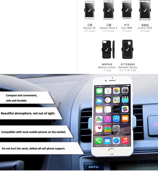 Compact And Convenient Air Vent Mount Cell Phone Holder 68 X 48 X 24 Mm Size