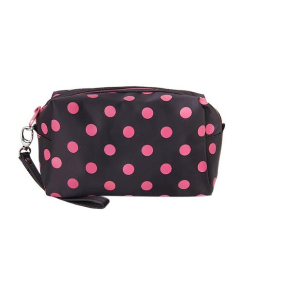 Multi Colored Compact Zipper Pencil Bag Ladies Cosmetic Pouch Polyester