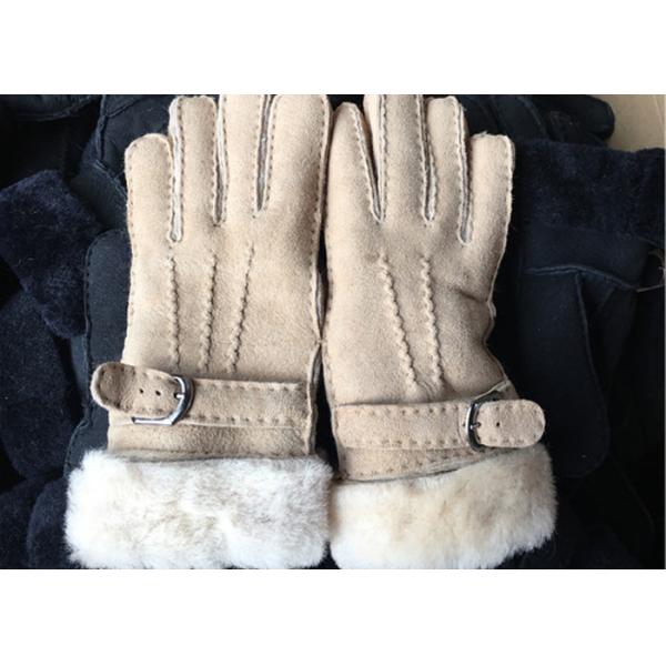 Перчатки овчины черного толстого меха самые теплые с выравниваться Ламбсвоол водоустойчивый