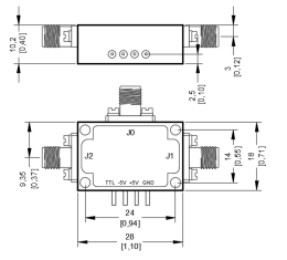 0.5 до 20 ГГц SPDT Absorptive PIN Diode Switch.