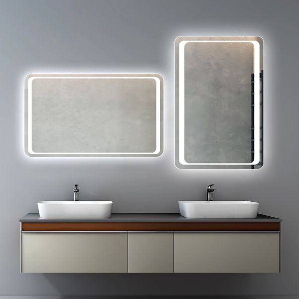 Hardwired Bathroom Mirror With LED Light , Illuminated Lighted Bathroom Vanity Mirror