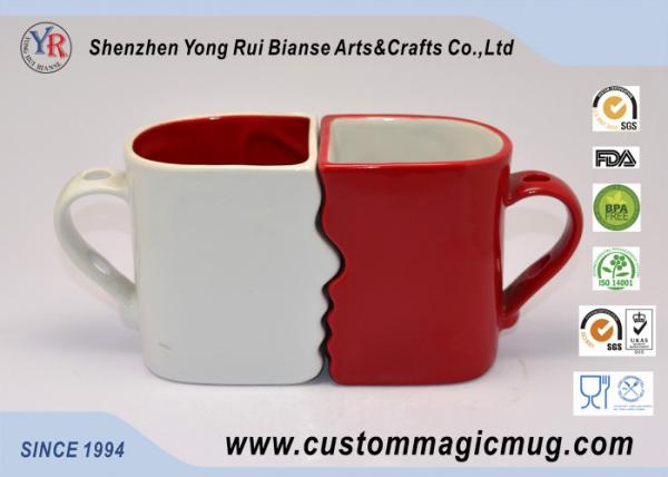Eco Friendly Mugs Handle Mug Couples Coffee Mugs Lover Cup DIY Available Red White