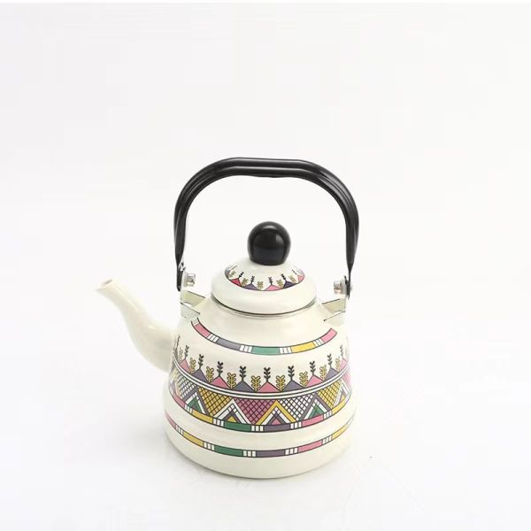 Iron Kettle Thickness 0.8mm Multi Capacity Enamel Whistling Tea Kettle Teapot 07L 11L 15L 25L Decorative Flower Decal