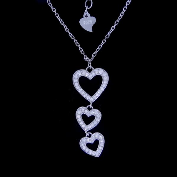 925 Silver Cz Stone New Jewellery Design White Gold Christmas Tree Shape Necklace