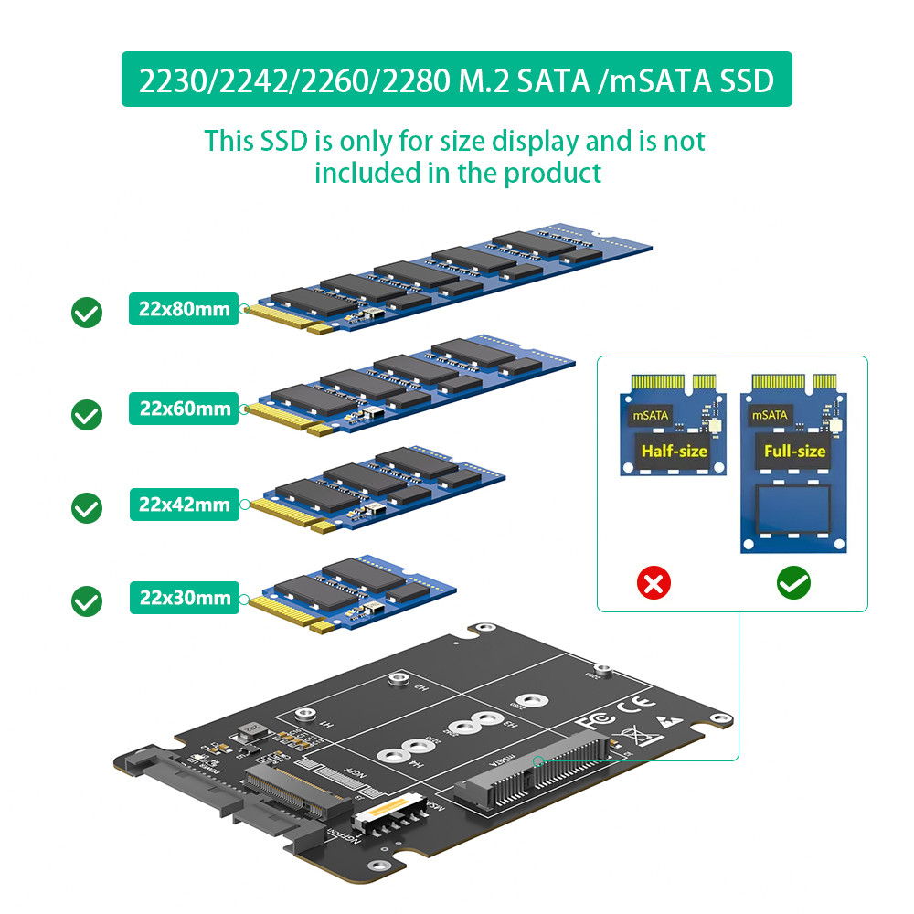 2 в 1 комбинировать M.2 NGFF Key B & MSATA SSD к 2.5 SATA3 адаптер с пластиковым корпусом