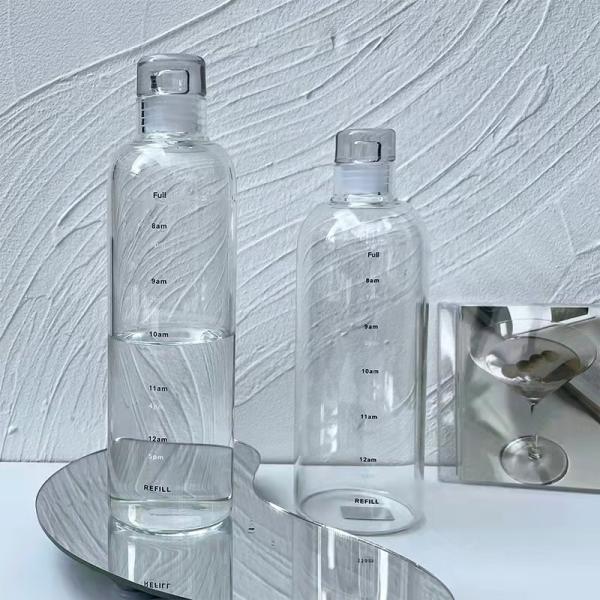 Minimalist Design Style 500ml BPA-Free Borosilicate Glass Water Bottle with Time Marker