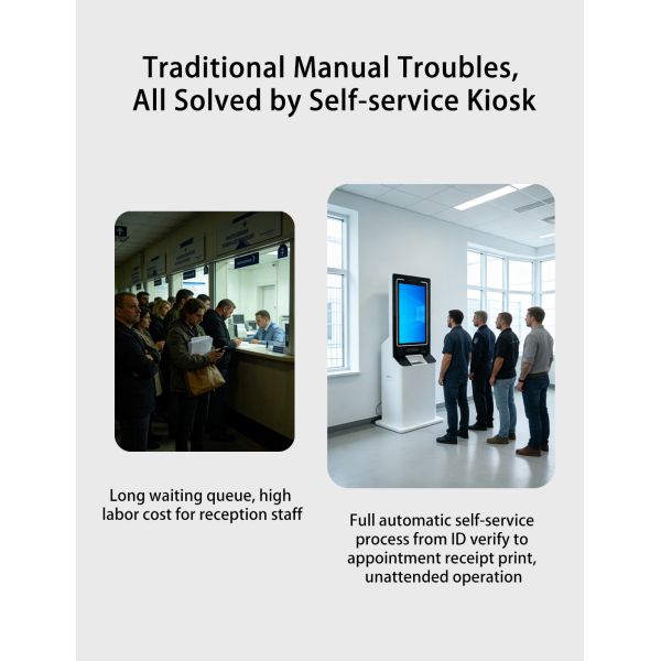 32 Inch Floor Standing Touch Kiosk Windows Android Face Recognition Smart Visitor Management Terminal Receipt Printer SDK LCD