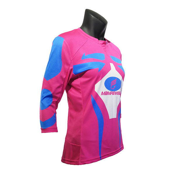 Pretty 3/4 Sleeve Cycling Jersey , Quick Dry Womens MTB Jersey Breathable