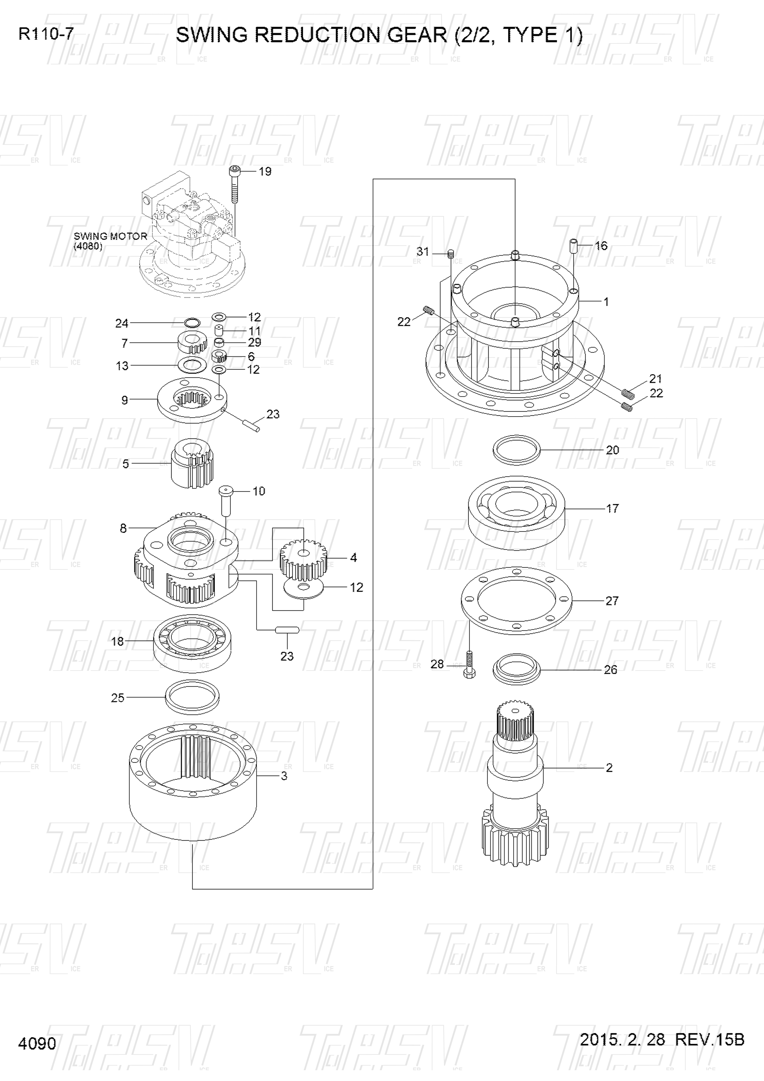 R110-7 Планетарная несущая сборка на 2 ступени с планетарным редуктором