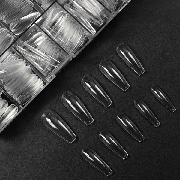 Plastic Artificial Nails Custom 100Pcs Nail Art Salon Press on Nails Designs 500 Pcs Flexible Xl Coffin Nail Tips Set