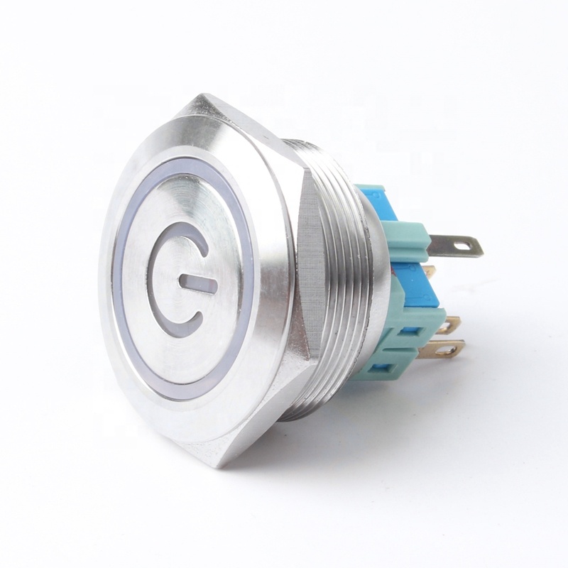 30mm Stainless Steel 6-Pin Waterproof Momentary Illuminated Push Button Switch 220V IP65 250V Max. Electronic 1NO1NC