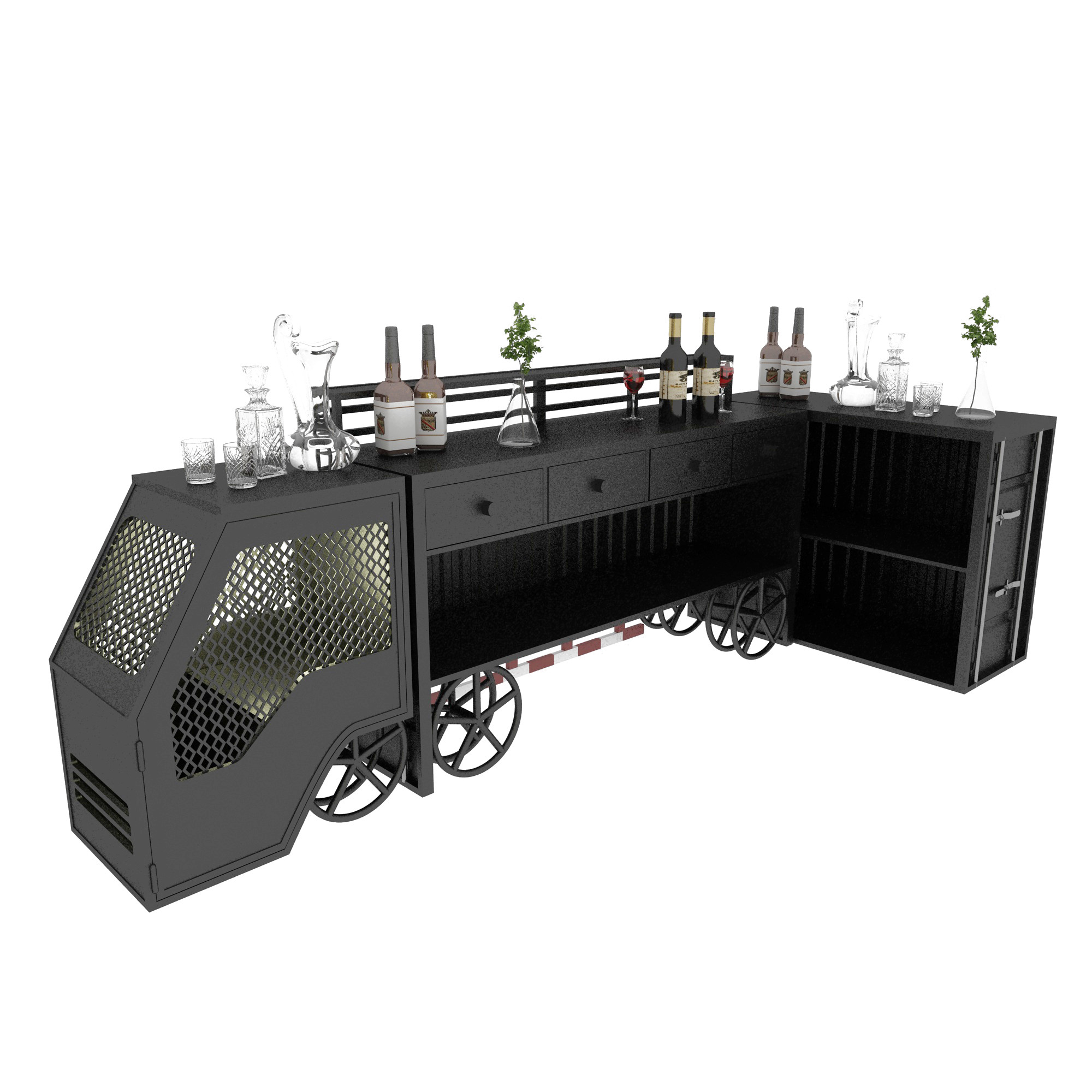 Retailer Shops Train Style Cashier Counter Table Bar Table Rustic Metal Reception Desk