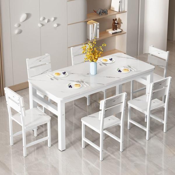 Wooden Dining Table and Chair Set Simple Rectangular Design for Modern Restaurant Furniture