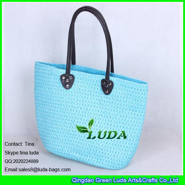 LUDA sky blue sea bag 2015 summer pp straw braided beach bag