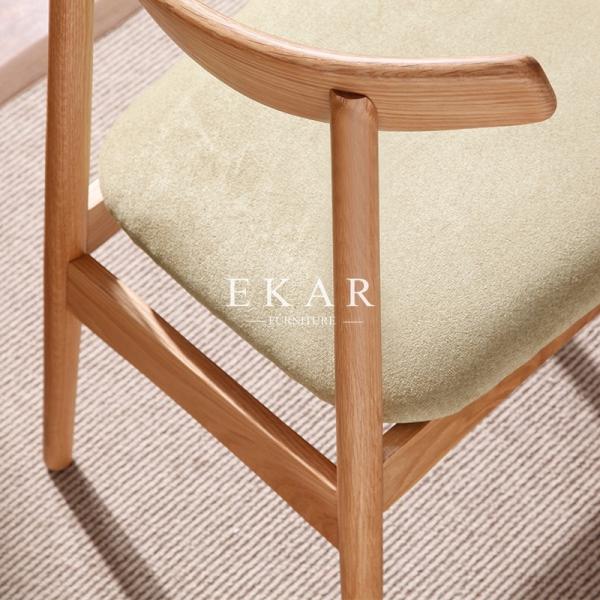 Modern Nordic Designs Furniture No Arm Oak Wooden With Seating Cushion Fabric Dining Chair
