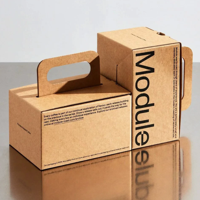 Kraft Corrugated Packaging Box With Retractable Die Cut Handle
