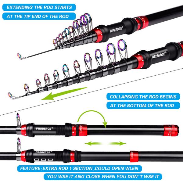 Telescopic Fishing Rod And Reel Combo Fishing Line Lure  Hooks Full Set