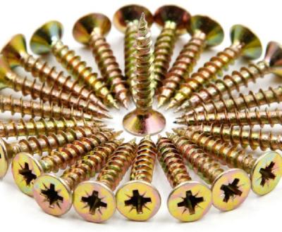 Yellow Zinc Plating Self Tapping Metal Screws , CSK Self Tapping Screw