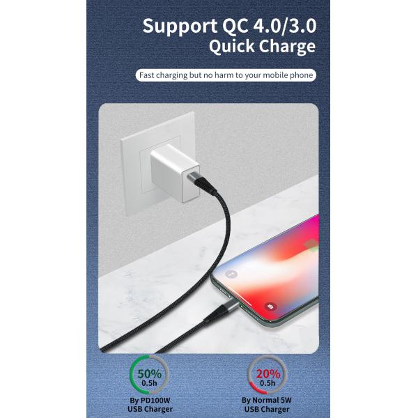 Home 1M Durable PD 5a Usb C Cable , Kevlar Nylon Braided Usb Cable