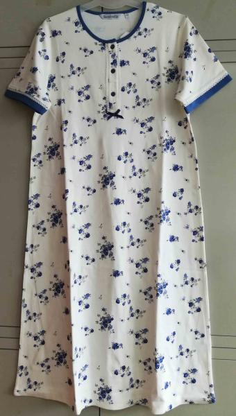 100% Cotton Interlock Ladies Night Dresses Sleepwear European Design Anti Wrinkle