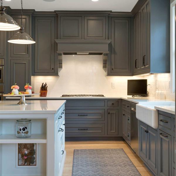 American Classic L Shape Kitchen Furniture Solid Wood Kitchen Cabinet Sets For House